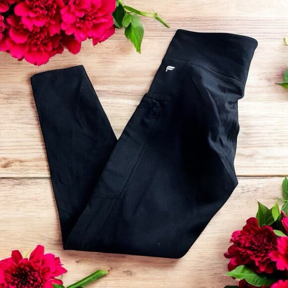 Fabletics Trinity Motion 365* Midrise Athletic Leggings Sz S Black Pockets - Picture 1 of 8